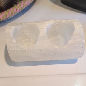 White Selenite Candle Holder